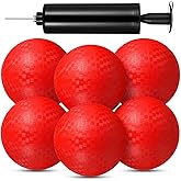 Abeillo 6Packs 5Inch Playground Balls Dodgeballs for Adults - Inflatable Rubber Indoor Outdoor Bouncy, Kickballs for School, Gym, Recess and More with Ball Pump