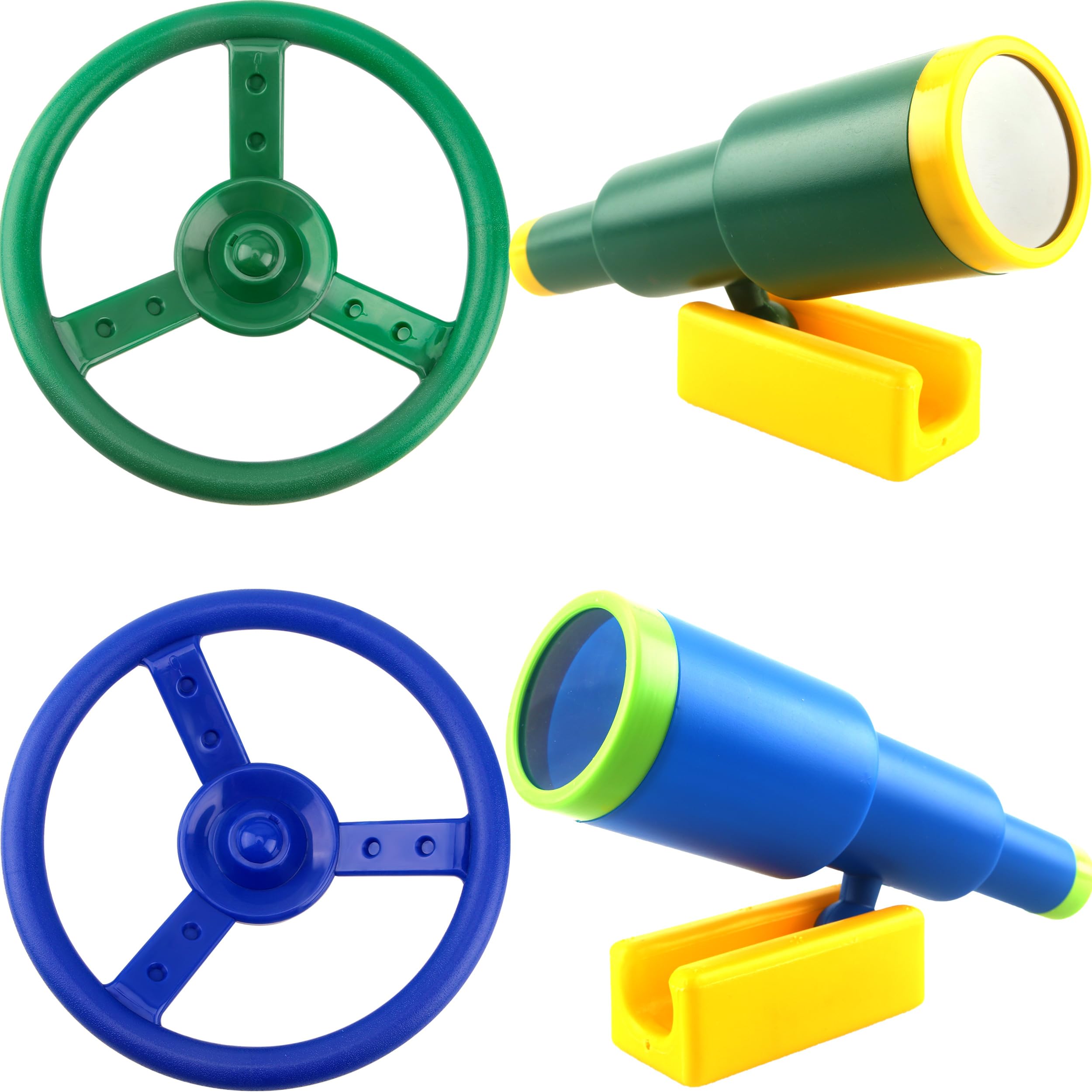 4 Pack Plastic Playground Accessories Swingset Steering Wheel Telescope Toy for Kids Boys Girls Outdoor Playhouse Treehouse