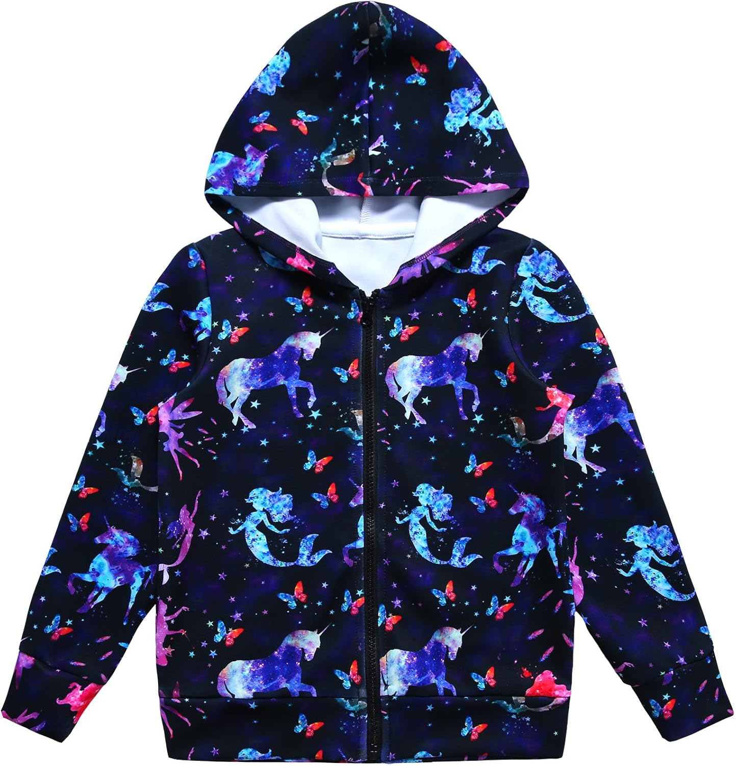 Girls Zip Up Hoodie Jacket Unicorn Sweatshirt with Pockets: Clothing