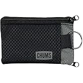 Chums Surfshorts Wallet - Lightweight Slim Wallet with RFID Blocking Card & Clear ID Window - Zippered, Minimalist Wallet w/Key Ring - Solid Colors