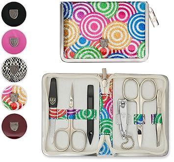 DREI SCHWERTER Solingen Germany Nagelpflegeset'Ravenna' 6-tlg. Maniküre Pediküre Reise Etui Set Nagelset Nagelnecessaire, Sta