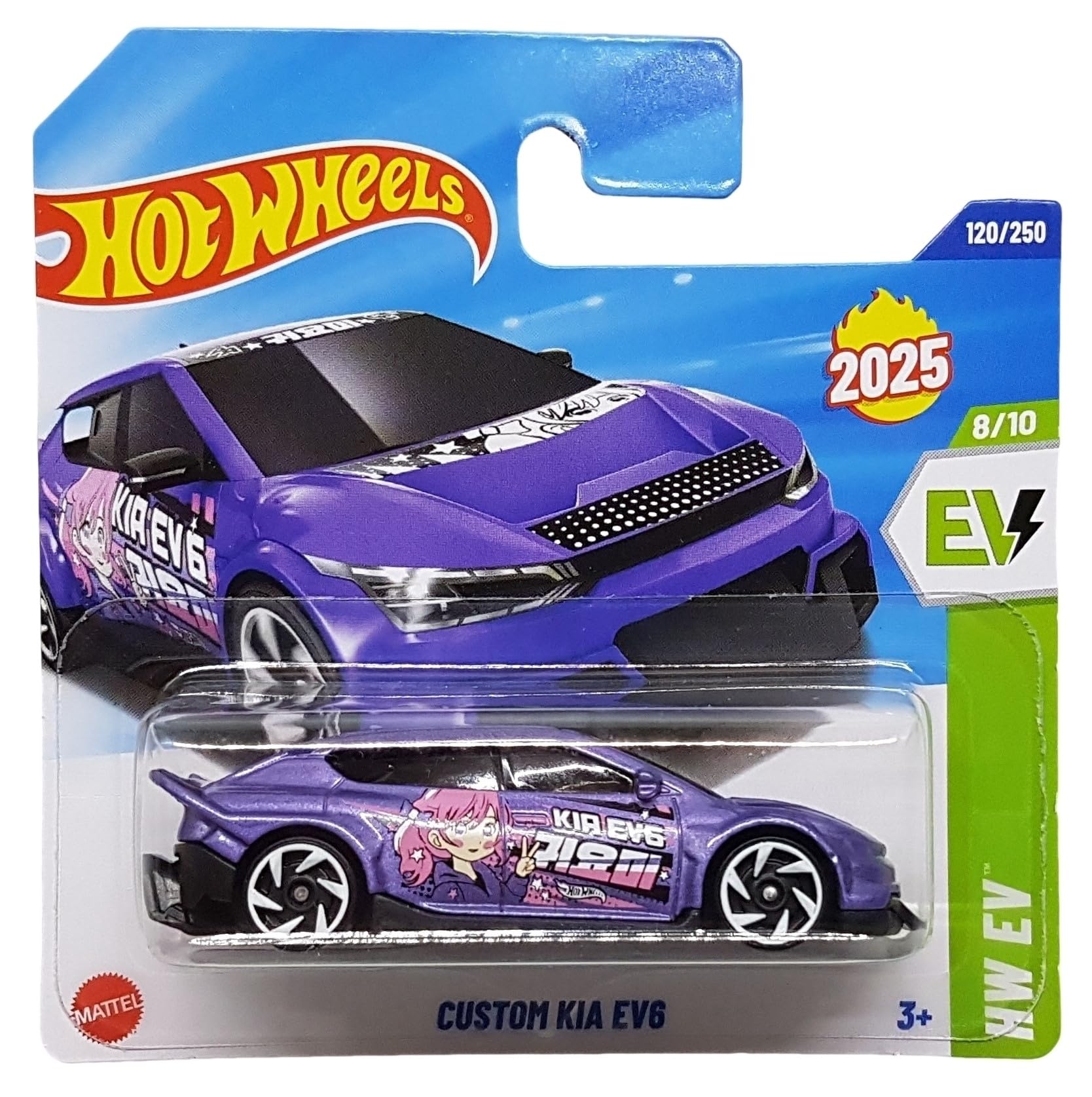 Hot Wheels - Custom Kia EV6 - HW EV 8/10 - HYW22 - Short Card - Purple Metallic - Mattel 2025-1:64