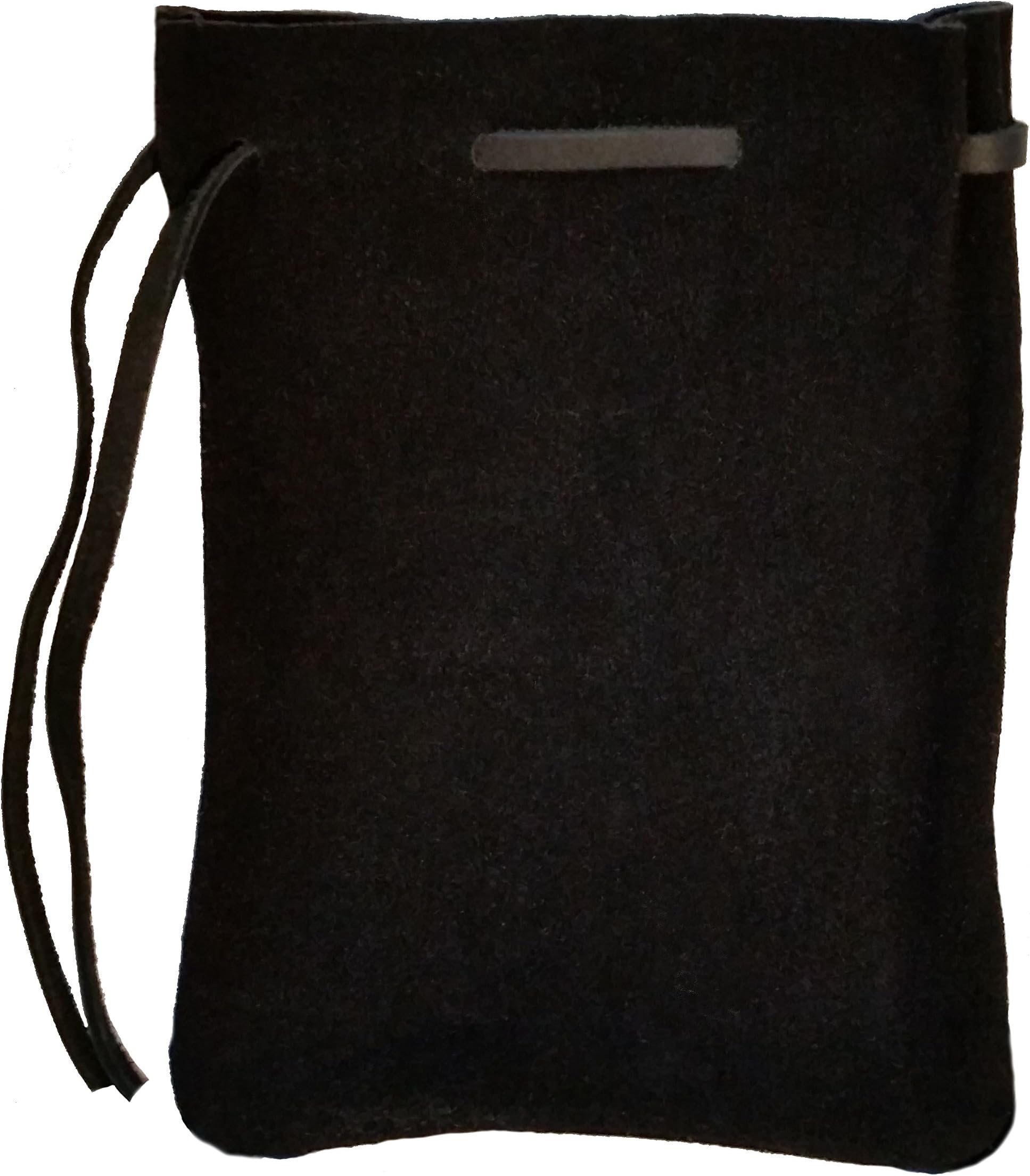 LARGE Leather Dice Bag - 6" x 8.5" Drawstring PouchHolds Over 200 Dice! (Black Suede)