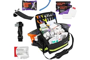 LIGHTNING X PRODUCTS Lightning X Mid-Sized First Responder EMT Bag | LXMB25 | Fully Stocked w/ 248+ First Aid Supplies + Trauma Pak w/C.A.T. Tourniquet & QuikClot - Black