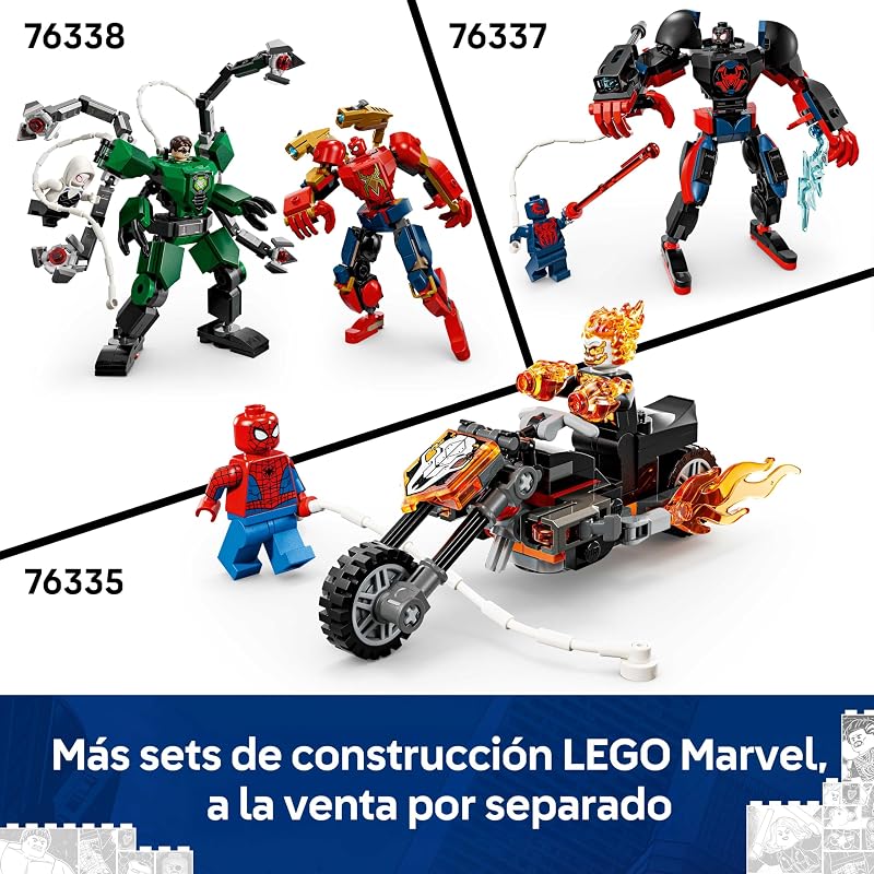 | Marvel Spider-Man vs. Venomized Wolverine Car - Brinquedo de Super-Herói com Carro Modelo, 2 Minifiguras e 2 Canhões - Presente para Crianças e Fãs a partir dos 7+ Anos - 76336