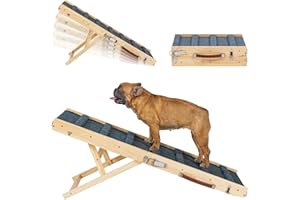 Clikuutory 2025 Upgraded Dog Ramp for Couch, 39.4" Foldable Small Dog Ramp for Bed, 4 Adjustable Height from 13" to 22", Portable Stable Pet Steps with Anti-Slip Carpet for Low Bed Couch Stairs, Wood