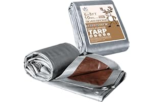 STARPYNG - Heavy Duty 10 Mil Sliver/Brown Poly Tarp Cover,Thick Waterproof, UV Resistant,can be Used to Cover Cars, Swimming 