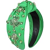 mokkia St.Patrick's Day Headband for Women Green Shamrock Headband Lucky Irish Holiday Hair Accessories Outfits Gifts (Shamrock B)