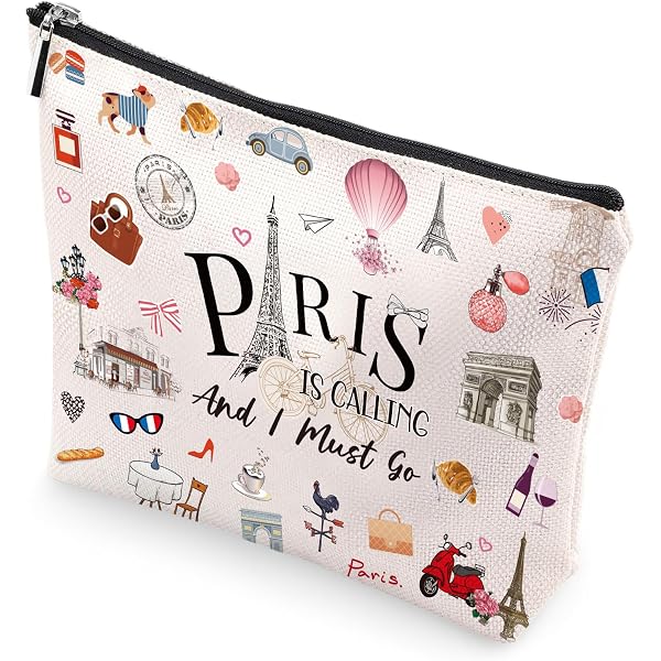 YULUENZE Eiffel Tower Presents Paris Eiffel Tower Makeup Bag Cute Small Vintage Organizer Bag with Zipper Eiffel Tower Print Cosmetic Bag Birthday Presents for Women Friends : Beauty & Personal