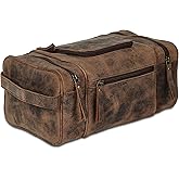 KomalC Extra-Large Leather Toiletry Bag for Men & Women – Luxury Travel Dopp Kit with Multi-Compartment Storage, Waterproof Lining & Premium YKK Zippers – Unisex Toiletry & Cosmetic Organizer