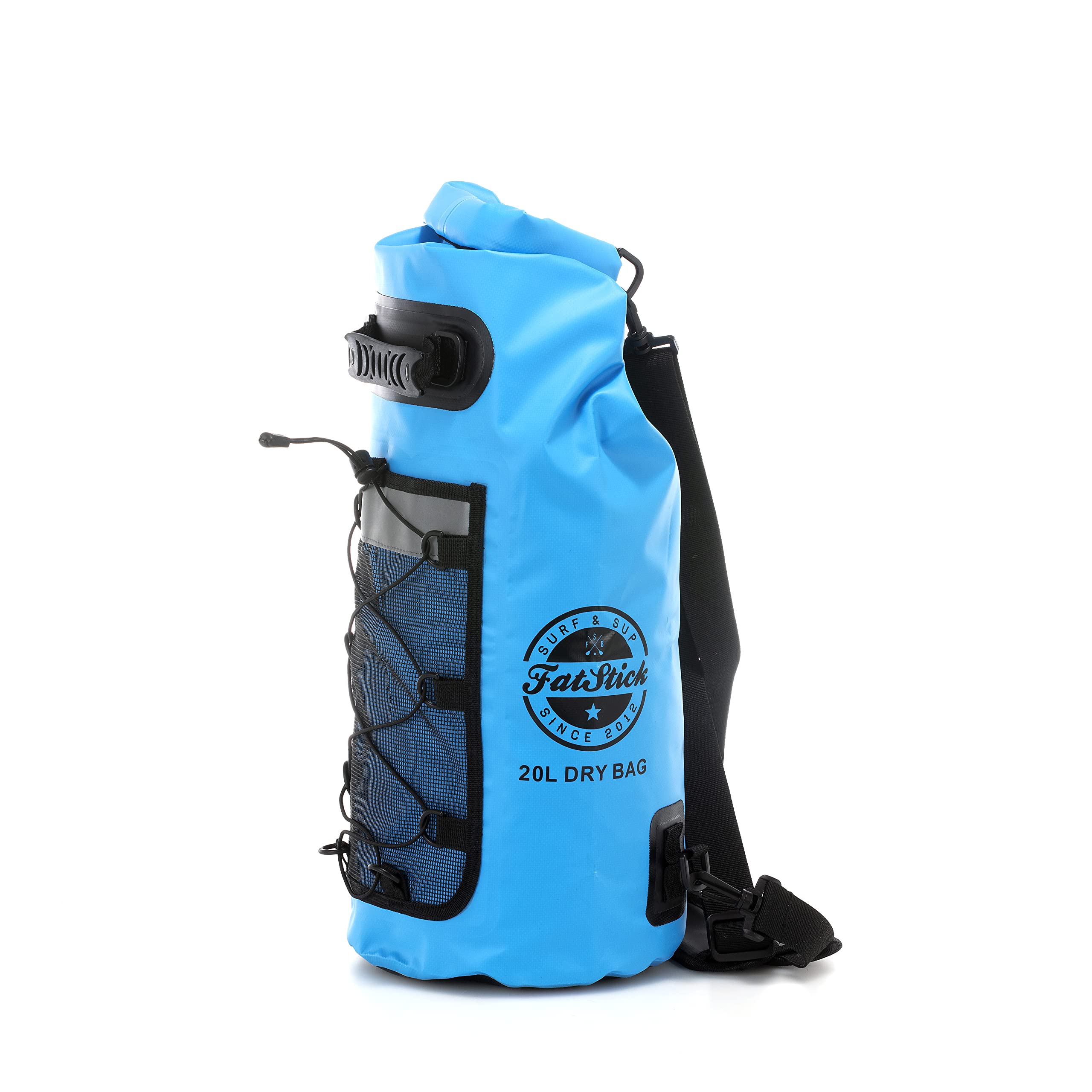 fatstick Waterproof Dry Bag with Hi Viz Strip - Ideal for SUP Paddle Boarding, Surfing, Boating (Blue, 20L)