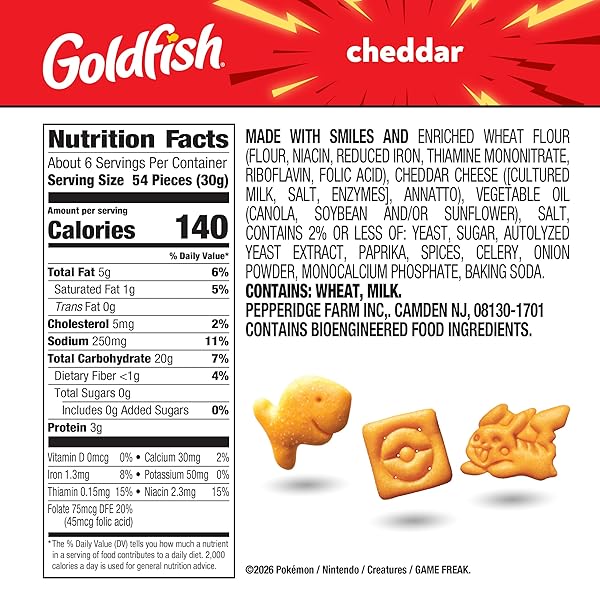 GOLDFISH POKÉMON CHEDDAR CHEESE CRACKERS, 6.6 OZ BAG