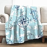 Levens Nautical Anchor Compass Blanket Gifts for Men Marine 50"x60" Christmas Birthday Gifts for Boaters Sailor Husband Dad, Ocean Theme Throw Blankets Decor for Couch Bed Soft Flannel Throw