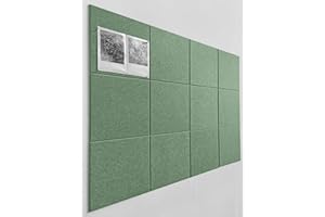 DECORITA Large Cork Board Alternative - 47"x35" 12 Pack Felt Wall Tiles with Safe Removable Adhesive Tabs, Cork Wall Tiles Cork Board for Home Office Pin Board Tack Board 48 x 36 - Forest Green
