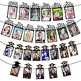 FOIMAS 2pcs Graduation Photo Banner,Congrats Grad Photo Banner Kindergarten to 12th Grade Picture Hanging Garland for 2025 Graduation Party Supplies
