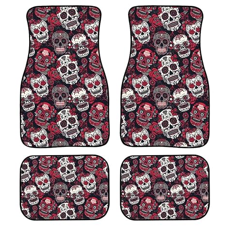 Doginthehole Sugar Skull Girly Skeleton Floral 4 Piece Non Slip