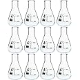 EISCO 12PK Erlenmeyer Flasks, 50mL - Borosilicate Glass - Narrow Neck Flasks, Conical Flasks, Glass Flasks