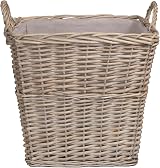 Wickerfield Square Rustic Log Basket Fireside Heavy Duty With Liner 42x42x40 cm view 4