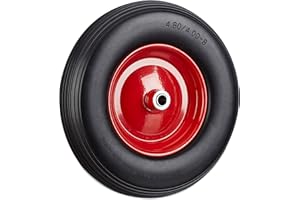 Relaxdays Wheelbarrow Wheel 4.80 4.00-8, Solid Rubber, Steel Rim, Flat-Free Spare Tire, 100kg Capacity, Black