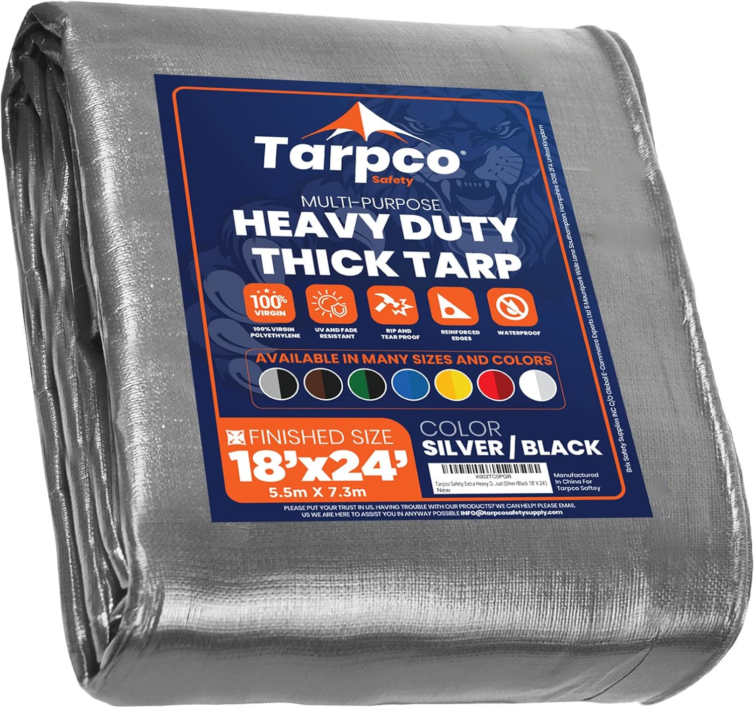 Tarpco Safety Extra Heavy Duty 14 Mil Tarp Cover, Waterproof, UV Resistant, Rip and Tear Proof, Poly Tarpaulin with Reinforced Edges for Roof, Camping, Patio, Pool , Boat (Green/Black 8′ X 10′) : Everything Else