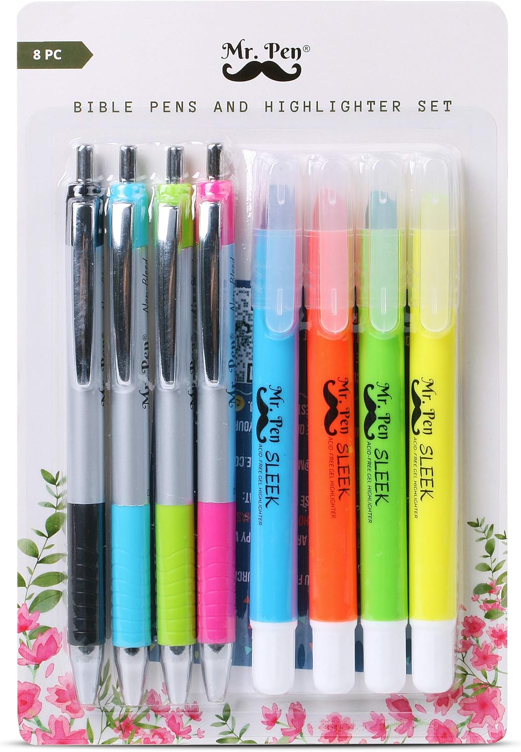 Mr. Pen- Bible Highlighters and Pens No Bleed, 8 Pack, Bible Journaling Kit, Bible Pens No Bleed Through, Gel Highlighters, Bible Markers No Bleed Through, Bible Study Kit, Christian Gifts : Office Products