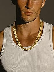 Cuban Link Chain 22inch Stainless Steel Mens Golden