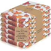 Urban Villa Kitchen Towels Harvest Leaves Print Dish Towels Set of 6 20" X30” 100% Cotton Highly Absorbent Quick Drying Dish Cloths & Dish Towels Thanksgiving Fall Tea Towels with Hanging Loop Towels