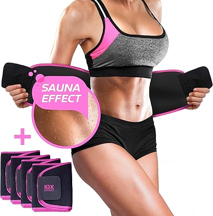 Amazon Com 4 Pack Pink Waist Trimmer Belt By 10xsweat Weight Loss Wrap Stomach Fat Burner Low Back And Lumbar Support With Sauna Suit Effect Best Abdominal Trainer Sports Outdoors