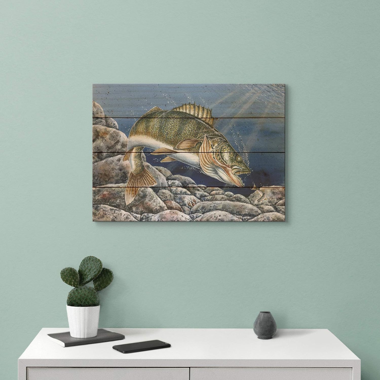 Amazon Com Celycasy Walleye Print Wood Pallet Wall Art Rustic