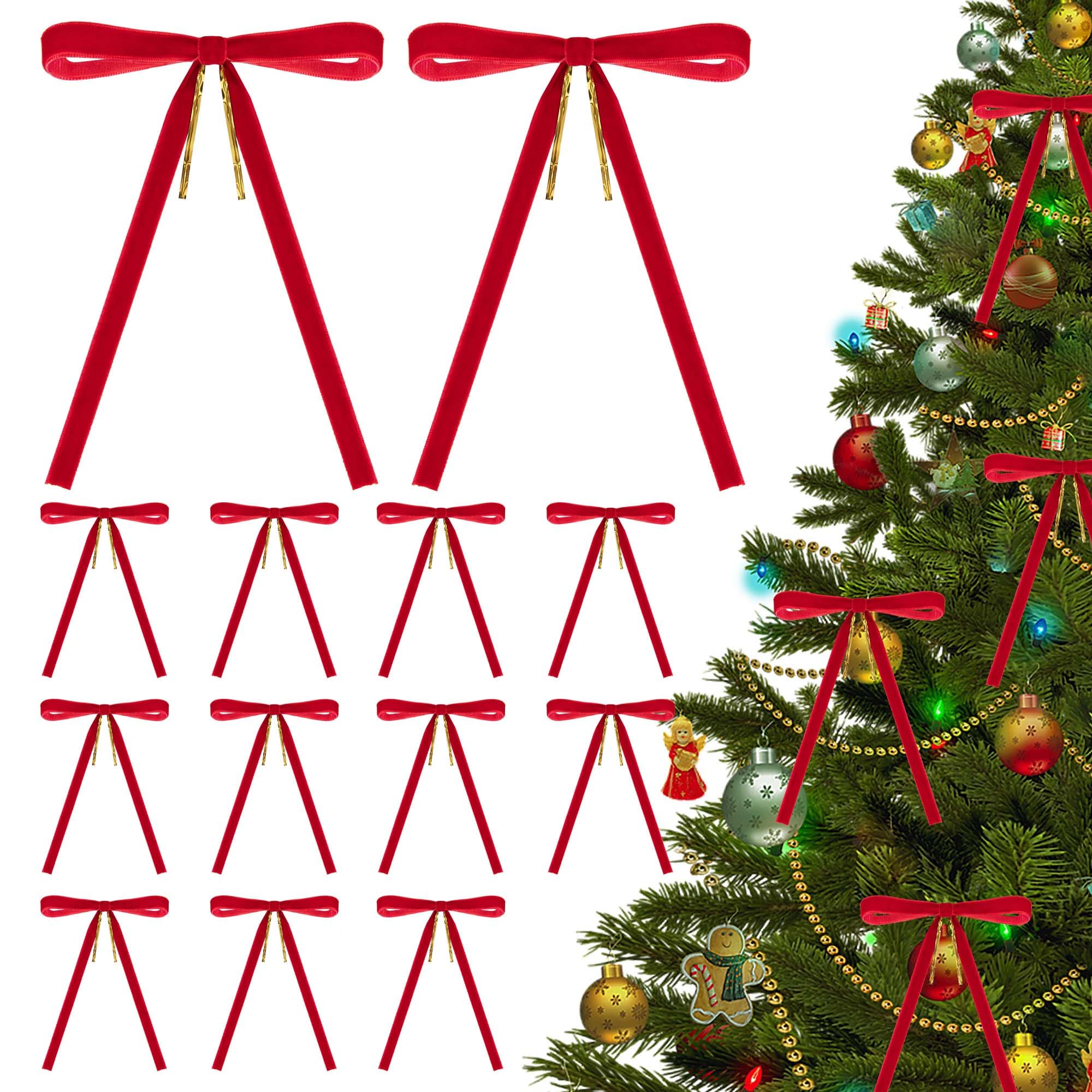 36 Pcs Velvet Christmas Wreath Bow - 5 x 7 Inch Christmas Tree Bow Decoration - Vintage Velvet Ribbon Bows Rustic Crafts Gift Bows for Indoor Outdoor Wreaths Garland Holiday Xmas Tree Decor