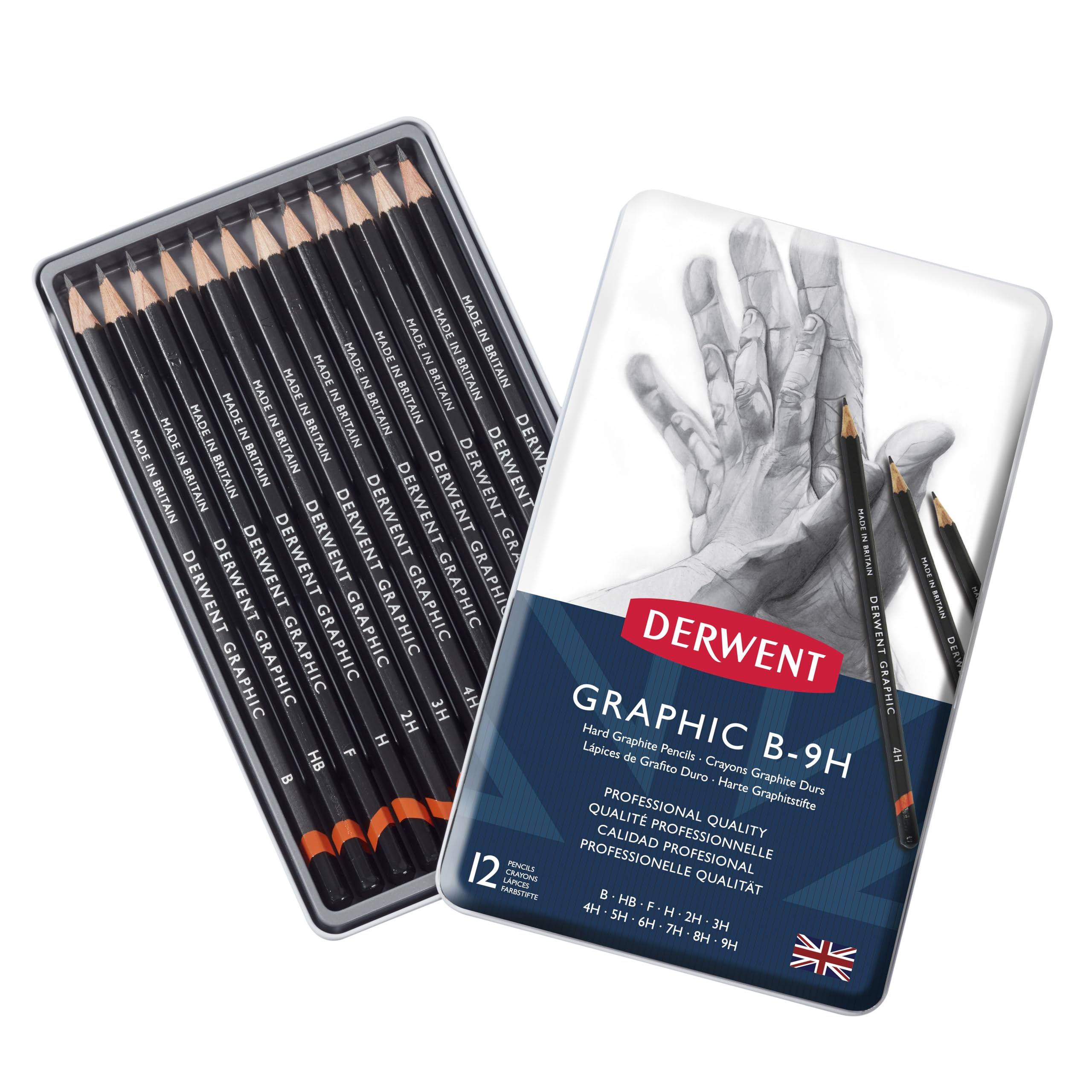 Derwent 34213 Graphic Hard Graphite Drawing Pencils, Professional Quality, Grey, Set of 12 — image 1