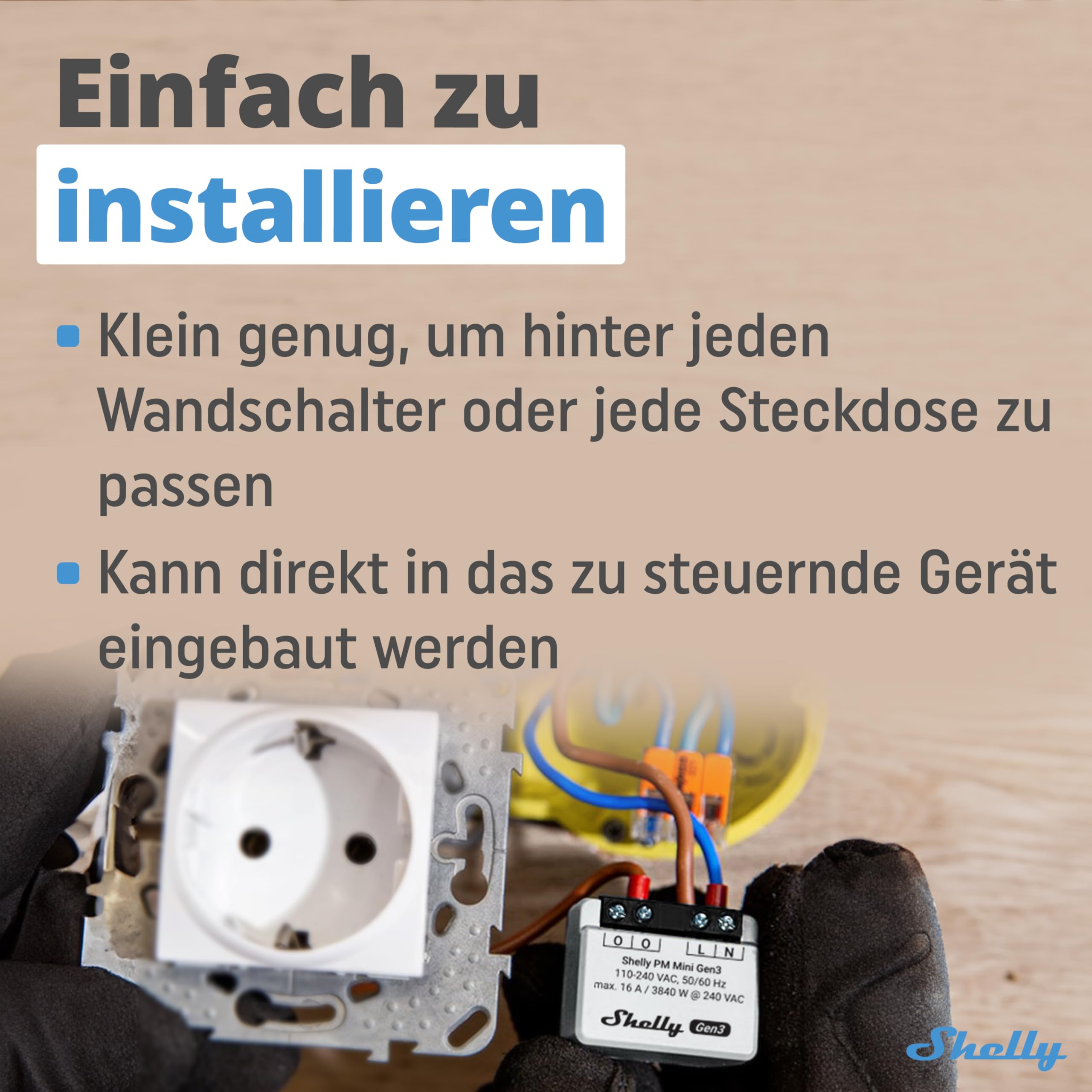 Shelly PM Mini Gen3 - WLAN Smarter Stromzähler, 1 Kanal, 16A, kein Relaisschalter, Leistungsmessung, Echtzeit-Energiezähler, kein Hub Erforderlich, Alexa & Google Home, Hausautomation 3