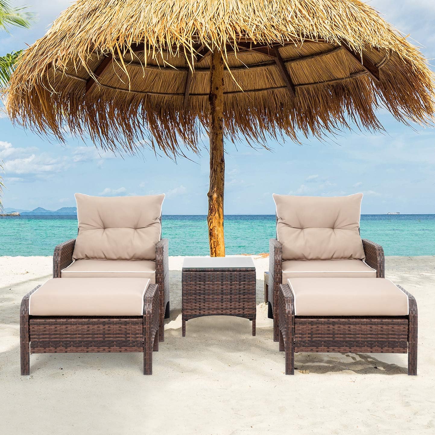 Shintenchi TK5, patio-conversation-sets, With Arm, Khaki : Garden & Outdoor