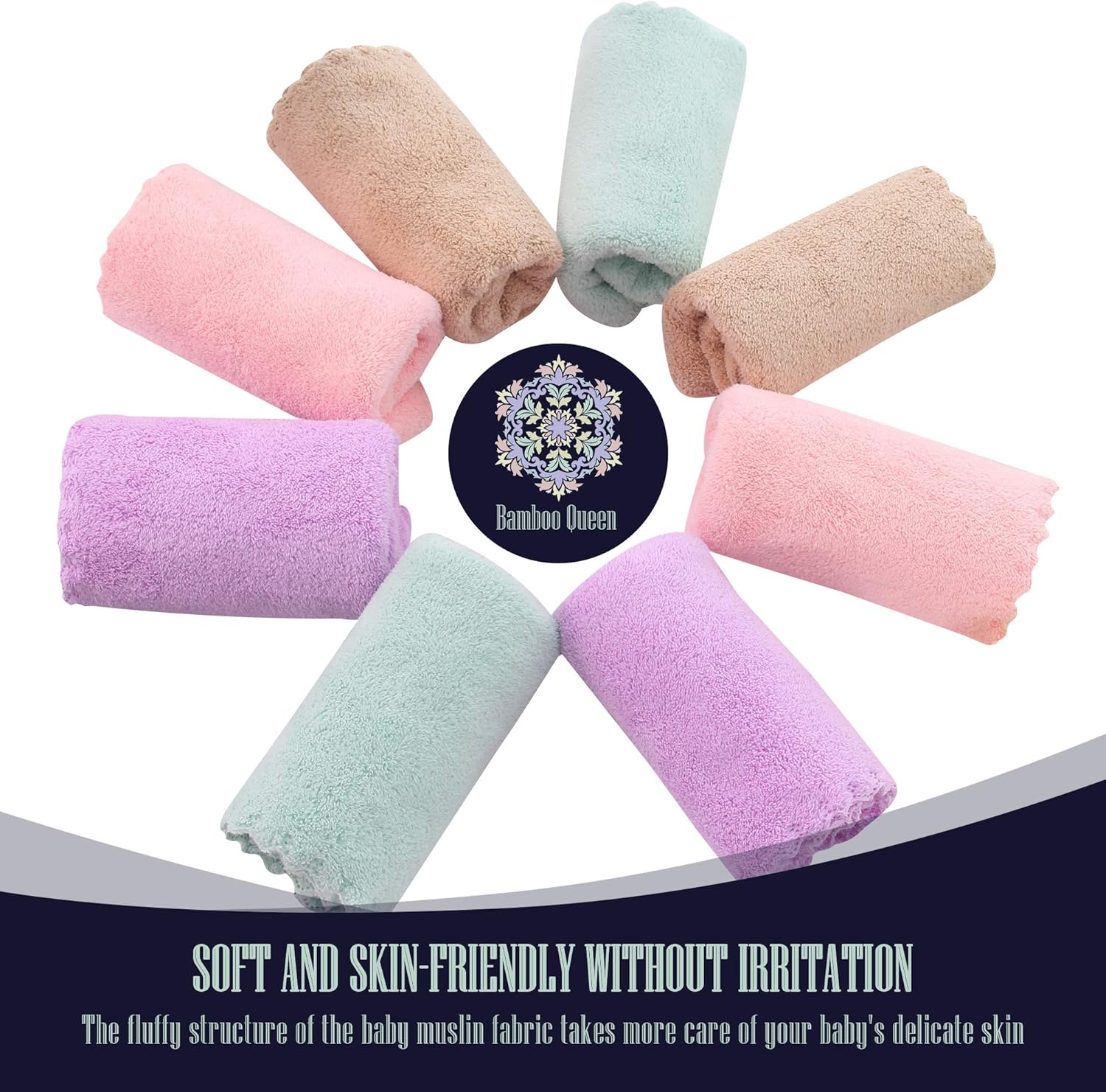 Super Soft Burp Cloths 8 Pack - Thick - Extra Absorbent - Perfect Size Large 20" by 10" - Light and Easy to Carry - Milk Spit Up Rags - Burpy Bib for Unisex, Boy, Girl - Multicolor: Baby
