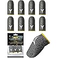 8 Pack Gaming Finger Sleeves for Mobile Gaming, 0.3mm Silver Fiber, Smooth Operation, Anti-Sweat, Extremely Thin, Nuozme Finger Sleeves Compatible with Mobile Phone Tablet Devices (Yellow)