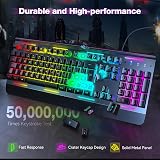 TECKNET RGB Gaming Keyboard UK Layout USB Wired 15-Zone RGB 105 Keys view 5