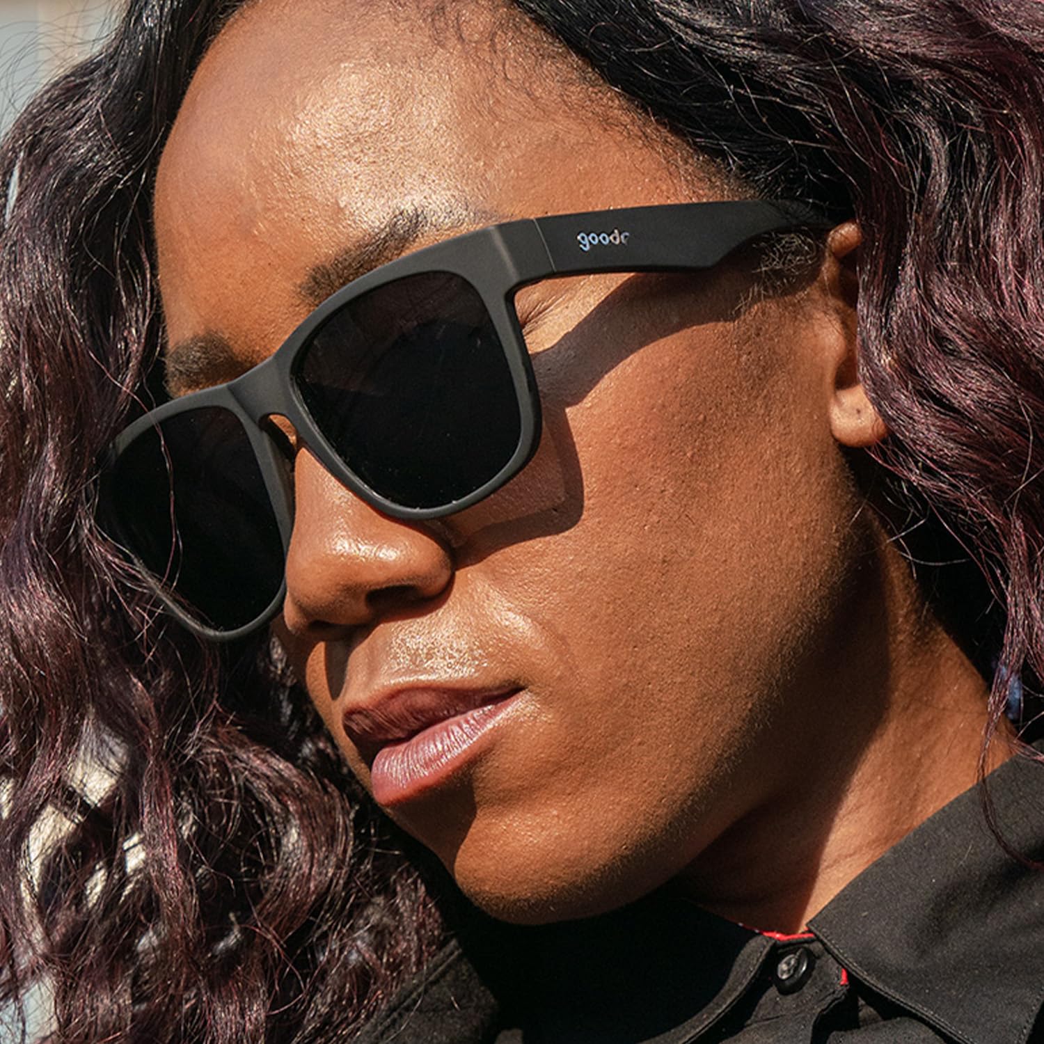 goodr Hooked on Onyx Polarized Sunglasses for Men & Women, Large Sized (BFG), Black Solid Frame with Black Non-Reflective Glare Reducing Lenses, UV400 Protection, No Slip, No Bounce