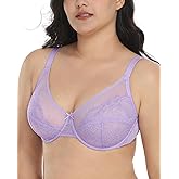 HSIA Minimizer Bras for Women Enchante Full Coverage Underwire Bras Plus Size Lifting Floral Lace Bra for Heavy Breast
