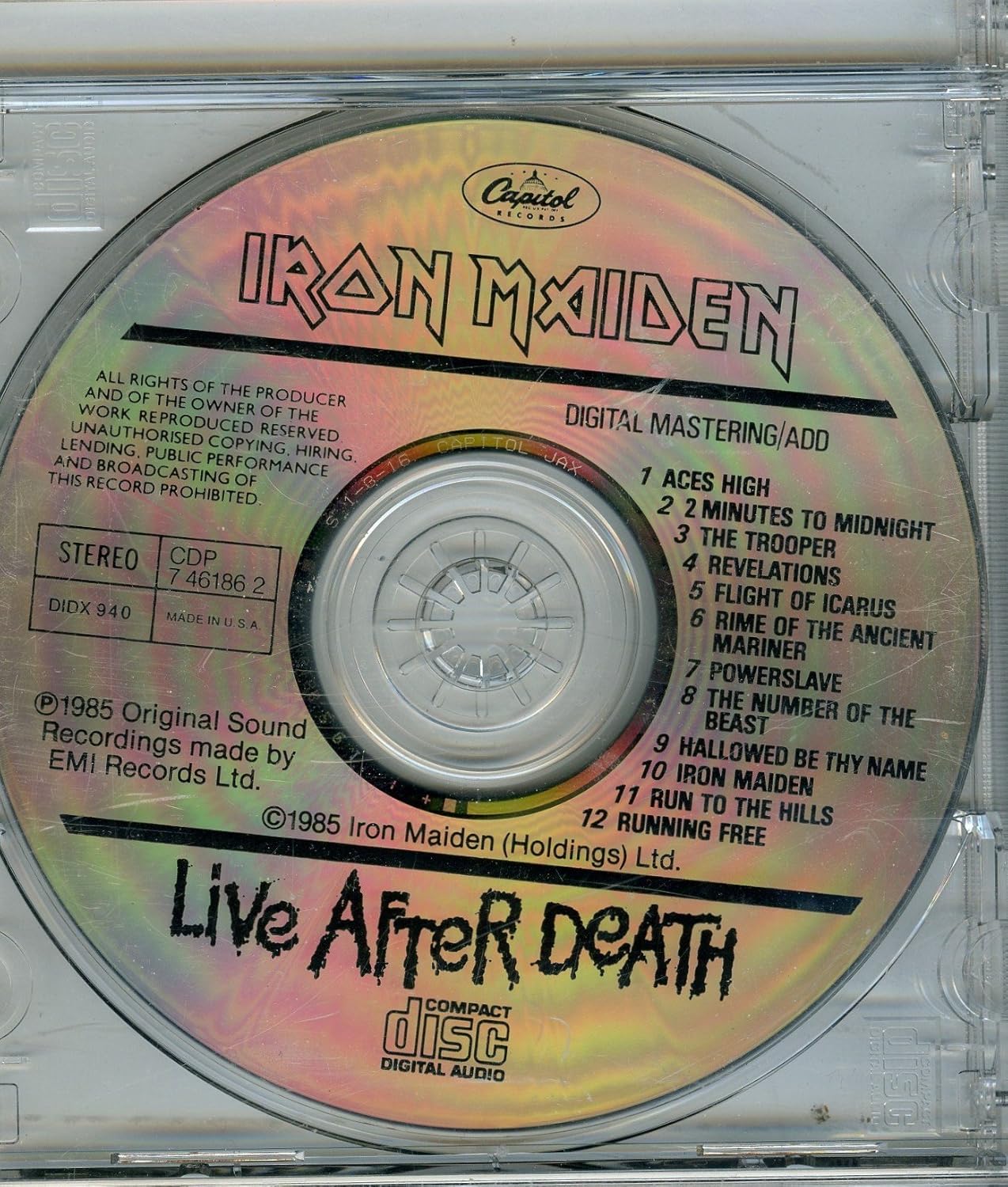 Iron Maiden Live After Death 12 tracks Music