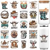 Western UV DTF Cup Wrap - Joybileefun 20 Sheets Cowgirl Rub on Transfers for Crafting UV DTF Cup Wraps for 16 OZ Western Cowboy Cups Wrap Transfer Stickers for Glass Wood Crafts