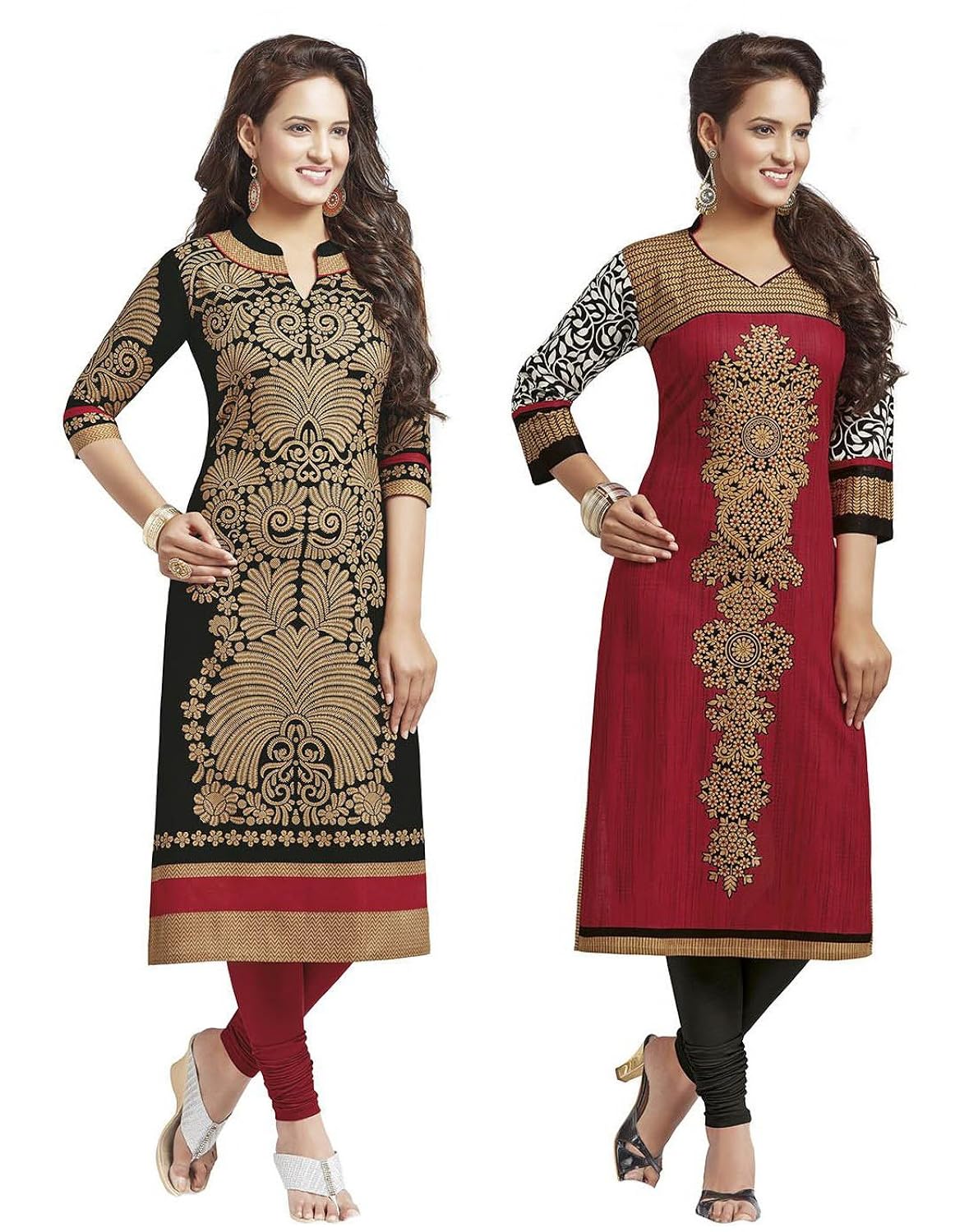 jevi prints women's unstitched kurti material (pack of 2)