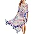 Caftano Lungo Donna Spiaggia - Vestito Copricostume Floreale In Rayon - Boho Chic - Foto 5