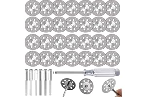 FOTYBEI 30pcs 545 Diamond Coated Cutting Wheel (22mm) for Dremel Rotary Tool with 402 Mandrel (3mm) 6pcs and Screwdriver for Rotary Tool Accessories Stone Glass Cutting (30pcs-22mm)
