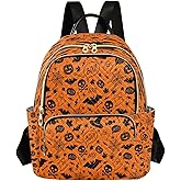 ALAZA Halloween Orange Festive Women Backpack Purse Ladies Fashion Shoulder Bag Daypack Travel Bag 7.5L