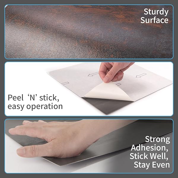 ART3D PEEL AND STICK FLOOR TILE, 30-PACK 12 X 12IN. COVERS 30 SQ.FT, WATERPROOF VINYL FLOORING TILES SELF ADHESIVE FOR KITCHEN, BATHROOM & BEDROOM – RUST GRANITE