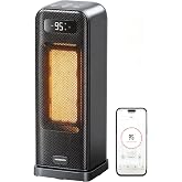 MORENTO Space Heaters for Indoor Use, Smart Space Heater, Wi-Fi &amp; Voice Control, Portable Heater with Thermostat, 1500W Electric Heater, 12H Timer, Quiet Space Heater for Office Bedroom Home (Black)