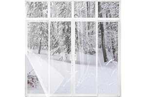 BIGMETA 87×118in Patio Door Window Insulation Kit for Winter- Thicken Indoor Large Window Plastic for Winterizing, Clear Window Covering Shrink Film with Double-Side Tape to Keep Cold Out