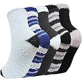 CaiDieNu Fuzzy Socks For Men: Fluffy Thick Warm Winter Soft Cozy Comfy Plush Fleece Sleep Home Cabin House Gift Socks 5 Pairs