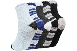 CaiDieNu Fuzzy Socks For Men: Fluffy Thick Warm Winter Soft Cozy Comfy Plush Fleece Sleep Home Cabin House Gift Socks 5 Pairs