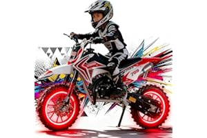 50cc Kids Dirt Bike,Mini Bike Gas Powered 2-Stroke Off Road Dirtbike with Dual Disc Brakes Shock Absorbing Soft Seat Cushion,